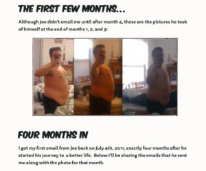 Nerd Fitness webpage Joe's story