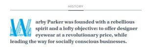 Warby Parker history webpage